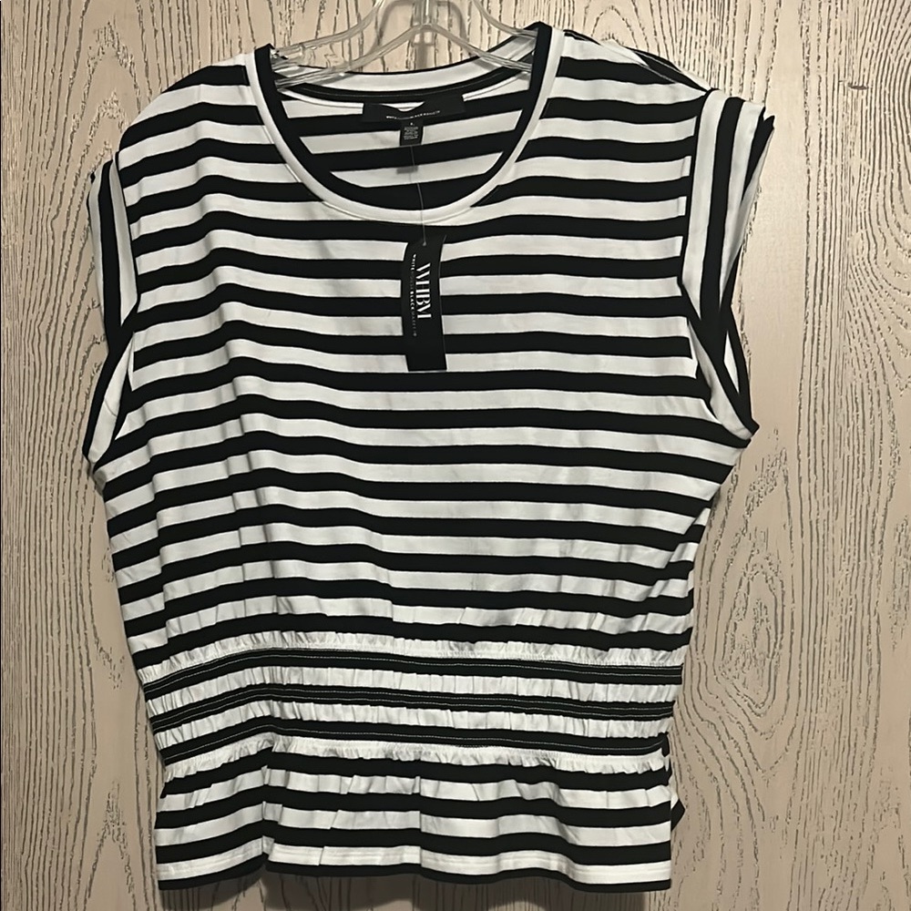 Black and White Striped Women's Top